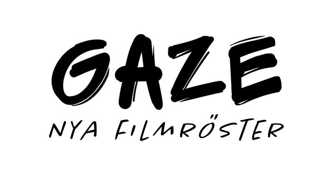 Texten Gaze - nya filmröster i versaler och svart text.