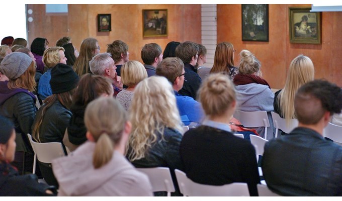 Publik vid Art talks presentation
